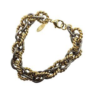 Oscar de la renta bracelet Chunky Two-Tone Chain texture Lobster Clasp